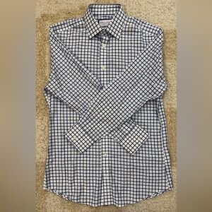 Charles Tyrwhitt Twill Grid Shirt - Cobalt Blue Slim Fit 15”/32”